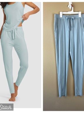 cozy earth bamboo stretch knit tapered pant in powder blue